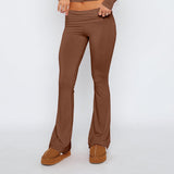 Fongt New Casual Wind Low-Rise Horn Pants Fashion Thin Solid Pants Set Women