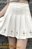 Women&/39;s High Waist Gothic Punk Mini Skirts Ladies Cross Pattern Mini Pleated Skirt Dark Style Club Party Streetwear