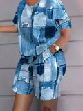 Fongt Women's Spring And Summer Explosion Short-Sleeved Two-Set Printed Commuter