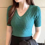 Fongt Summer V V Sweater Women's Jacket New Korean Version Of The Knitted Shirt Inside The Knitted Shirt