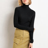 Turtleneck Slim Sweater Women Pullovers 2021 Autumn Thick Long Sleeve Basic All-match Tops Ladies Fashion Office