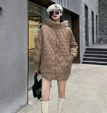 Autumn And Winter New Down Jacket Female Long Loose White Duck Velvet Light Hooded Down Jacket Female Coat Tide-Outfit