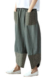 Printed Patchwork Cotton Linen Wide-leg Loose