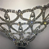 Rhinestone Diamonds Women Bikini Set Fashion Hollow Out Nightclub See Through Halter Bra Adjustable Metal Chain