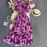 Chiffon Short-Sleeved Dress-Outfit