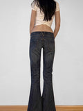 Fongt Cloth Forget The Street To Do Old Water Wash Low-Rise Micro-Skinny Jeans Retro-Styled Hip Casual Trousers