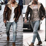 Fongt Explosion Of Imitation Leather Velvet Men's Jacket Thick Zipper Coat Fur Bump Color