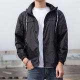 Thin Jacket Men Hooded Quick-drying Sunscreen Coat Male Lightweight Fabrics Outdoor Windbreaker Travel Clothing White