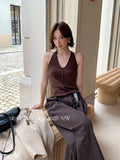 Fongt Xixi 2025 Autumn White Label New V-Neck Wool Bottom Knitted Shirt Vest Women 25428