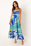 Fongt Summer New Solid Color Lace Stitching With Elegant Strapless Oversized Hem Dress-88106-Outfit