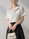 Chiffon Loose Women's Blouses Solid Color Polo Shirts New Casual Fashion Short Sleeve Tops