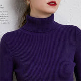 Turtleneck Slim Sweater Women Pullovers 2021 Autumn Thick Long Sleeve Basic All-match Tops Ladies Fashion Office
