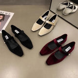 Fongt Retro With Skirt Velvet Mary Jane Women's Shoes Spring 2024 New Evening Wind Gentle Low Heel Single