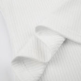 Lace Trim White Ribbed Knit Top-Outfit