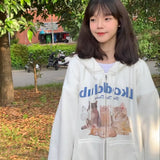 Cute Cats Print Oversized Zip Up Hoodie-Outfit