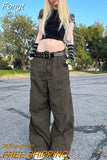 Wide Leg Sweatpants Women Vintage Y2K Punk Streetwear Joggers Solid Low Waist Drawstring Trousers Casual Cargo Pants