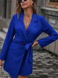 Fongt Autumn And Winter New Tice With Belt Top Loose Candy Color Long Blazer