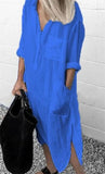 Solid Color Cotton Blend Simple Long Shirt Women's