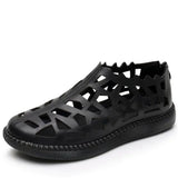 2021 Summer Genuine Leather Hollow Shoes Woman Sandals Casual Sneakers Flat Soft Sole Comfortable Sandals Large