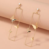 Long Geometric Metal Pop-up Butterfly Earrings-Outfit