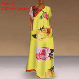 Printed Maxi Dress 2022 Casual Women's Summer Sundress VONDA Bohemian Female Printed Robe Short Sleeve