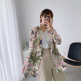 New Skinny Flower Printing Double-Breasted Suit Jacket In The Autumn Of 2024-Outfit