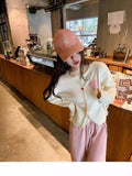 Spring And Autumn Short Loose Round Collar Knitting Cardigan New Small Coat Sweet And Gentle Wind Love-Outfit