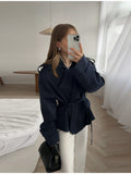 Fongt Pure Color Belt Short Jacket 2025 Spring And Autumn New Jacket