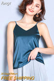 Summer Silk Camis V-Neck Basic Top Women Basic Tank Tops Woman Sleeveless Vest White Satin Corset Top Female Girls