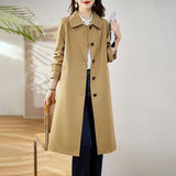 [Libu] High-End Windbreaker Female Long 2024 Spring And Autumn New Advanced Sense Temperament Casual Korean Version Coat-Outfit
