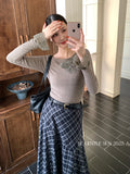 Fongt Xixi Autumn 2025 New White Standard Elegant Slanted-Sleeve-Sleeve Jacket Sweater 89616