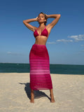 2025 New Gradient Mesh Three-Piece Beach Dress Sexy