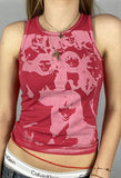 Vintage Girl Graphic Crop Tank Top-Outfit
