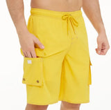 Pants Solid Color Multi-Pocket Fake Two Double-Layer Overalls Five-Point Fitness Running Leisure Sports Shorts-Outfit