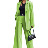 Fongt Spot 2024 Autumn / Winter New Solid Color Long Sleeve Women's Street Shot Two Casual Suit Sets-Outfit