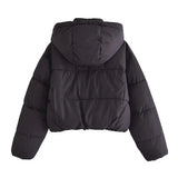 Fongt Chic Loose Hooded Cotton Jacket Jacket Autumn Zipper Warm Jacket Small Casual Simple Top-Outfit