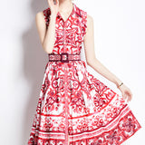 Fongt Court-Styled Dress Women's Summer Sleeveless Waist Thin Design Small Light Luxury Temperament Long Dress