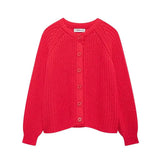 Fongt Women's Y2K2025 Autumn New Solid-Colored Cardigan Long-Sleeved Knitted Sweater Coat Women B66021