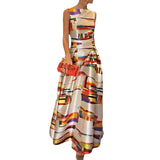 Fongt New Fall 2023 Fashion Casual Print Waist Slim Sleeveless Dress-Outfit