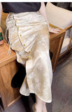 Cheongsam Elemental Skirt Is Very Good-Looking, The White Retro Skirt Is High-Waisted And Thin, With The Buttocks Buckled And The Children.-Outfit
