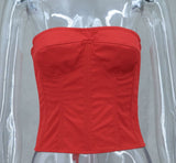 Fongt And Summer New Sexy Fish Bone Strap Adjustable Bosom Heavy Industry Flower Skirt Set LX0107