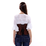 PU Court Fashion Ladies Harness Top Antique Lock Button Shaping Body Suit-Outfit