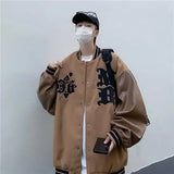 and Autumn American High Street Retro Embroidery Craft Baseball Uniform Men Tide Brand Pu Leather Stitching Jacket-Outfit