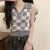 Lattice Collar Sling Vest Women Pure Babes Wear Design Sense Inside A Short Bottom