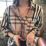 Splicing Shirt Women's Spring Loose Retro Long-sleeve