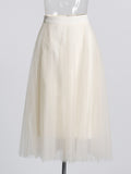 Small Senior Fashion Suit Women's 2025 New Slanted Shoulder Waist Top + Lace Mesh Skirt