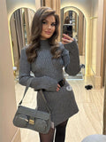 Fongt Tight Knitted Dress Woman 2023 Half-Neck Bottomed And Hip Solid Color Temperament Short Autumn Winter Sweater