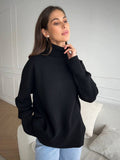 Fongt Selling Solid Women's Knitting Knitting Jacket High-Collar Sweater Loose 066