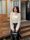 Fongt Xixi 2025 Autumn White Standard Elegant Temperament Pure Chiffon High-Collar Thin Velvet Shirt 89632