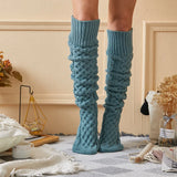 Fongt And Winter Diamond Knit Socks Over The Knee Long Pile Pile Socks Wool Socks Women-Outfit